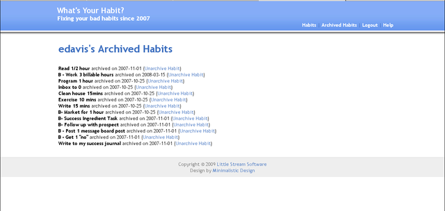Archived habits