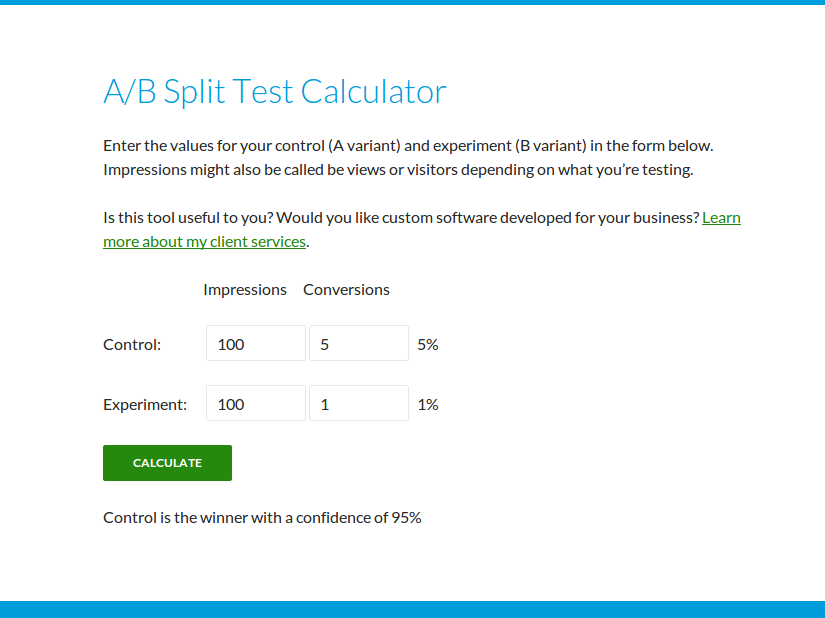 A/B Split Test Screenshot