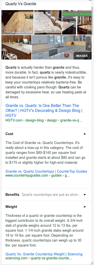 Google's expandable featured snippets