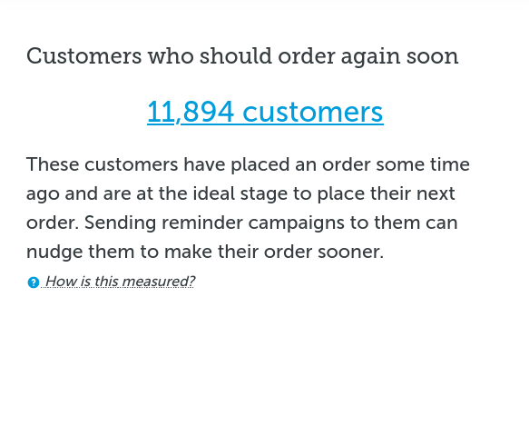 Customers who should order again soon