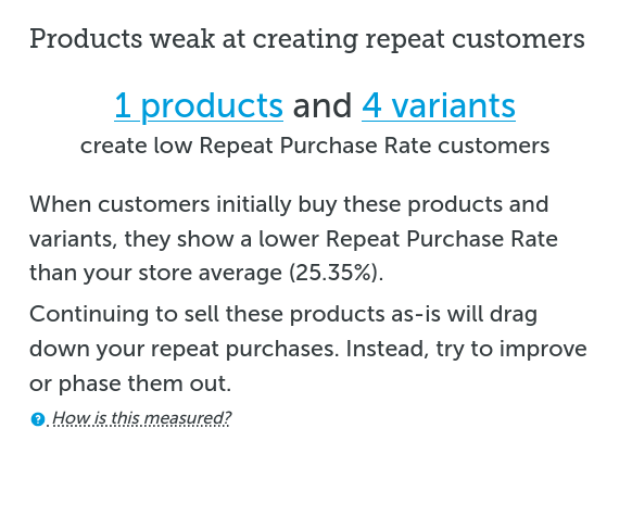 Products weak at creating repeat customers