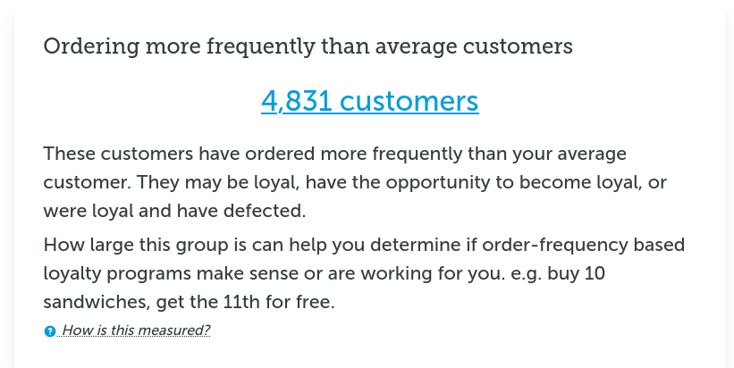 Frequent customer metrics