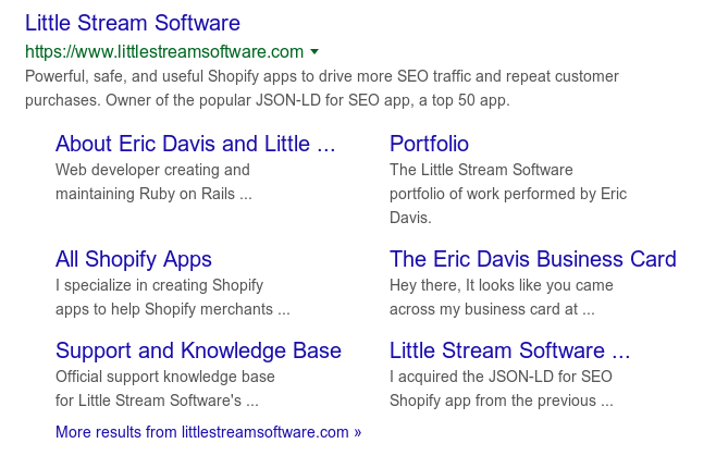 Google Sitelinks example